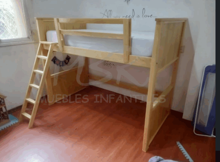 CAMA PUENTE LAQUEADA O LUSTRE MADERA - Imagen 4