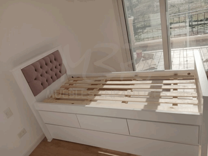 CAMA CON CAPITONE + MODULO DE 3 CAJONES + CARRO CAMA FIJO - Imagen 2